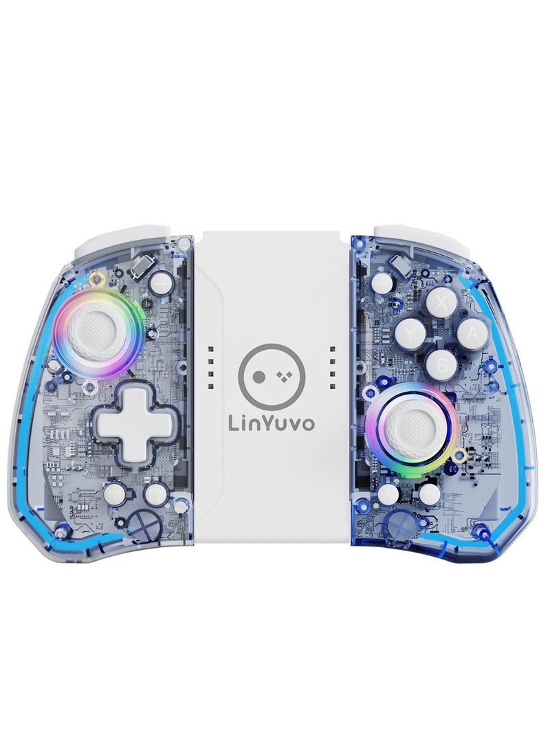 LinYuvo وحدة تحكم الألعاب بلوتوث Classic Joycon LinYuvo KS40 لجهاز Switch و Switch Lite و Switch OLED مع إضاءة RGB وعصا تحكم معدنية وجيروسكوب بستة محاور ووظيفة انفجار توربو وضبط اهتزاز مزدوج ووظيفة قابلة للبرمجة ووظيفة الاستيقاظ بزر واحد - Image 1